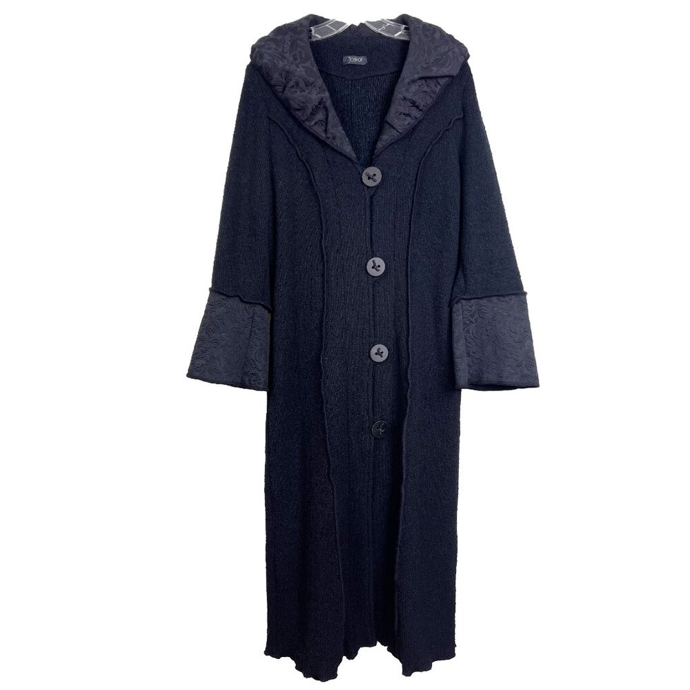 Jaskar Vintage Full-length Black Cardigan Sweater - Decorative Collar & Cuffs